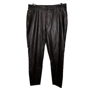 Spanx Faux Leather Pull On Leggings Pants Womens XL Stretchy Baddie Biker Black